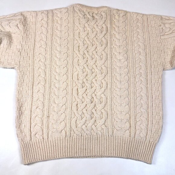 Inis Crafts Mens Merino Wool Fisherman Crewneck Sweater Made in Ireland Large - Picture 5 of 6